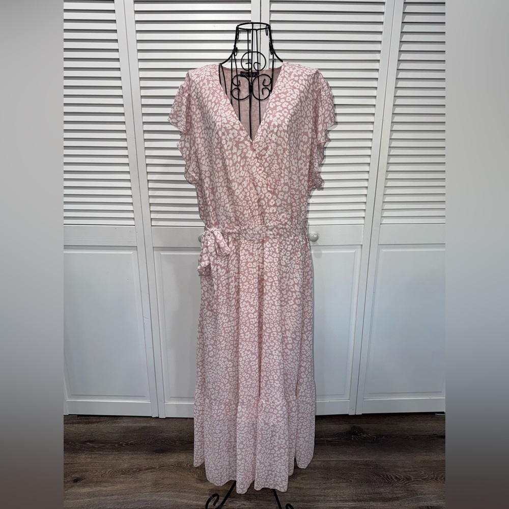PRETTYGARDEN Women's Summer Pink Floral Boho Maxi Dress Size XXL